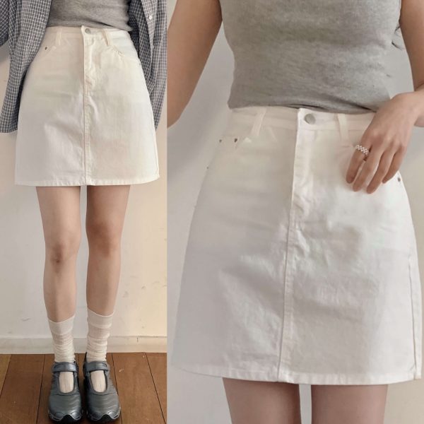 [Slowand] SLOWMADE Pure Cream Long Mini Cotton Skirt (3.5th length) *Made in Korea* *Season Limited*