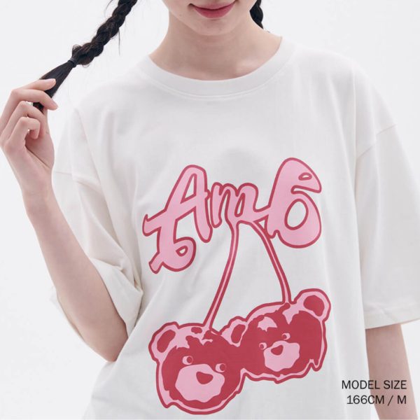 [Ambler] AS1216 Cherry Bear Graphic T-Shirt (2 Color) *Season Limited*
