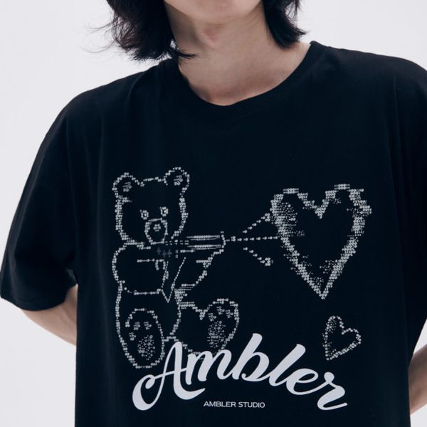 [Ambler] AS1223 Love Gun Luminous Graphic T-Shirt (2 Color) (Glows in The Dark) *LIMITED*