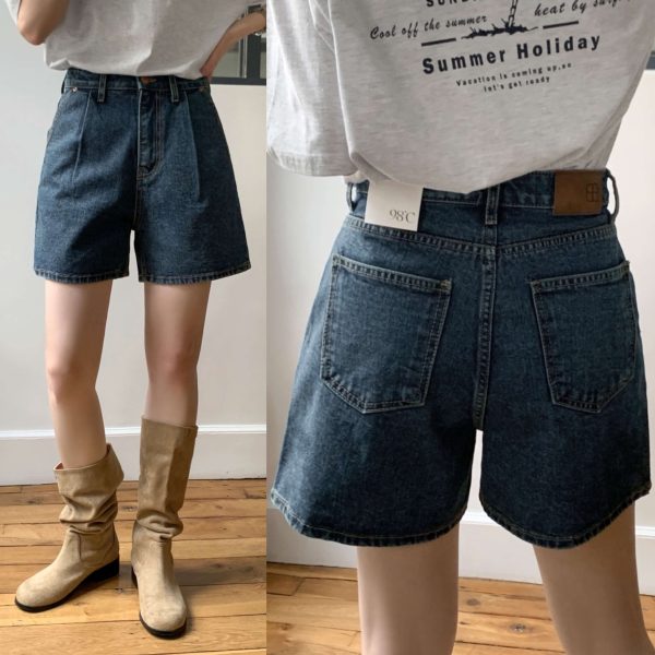 [98 Doci] 98 Project Peacock Ocean Blue Pintuck Half Pants *LIMITED*