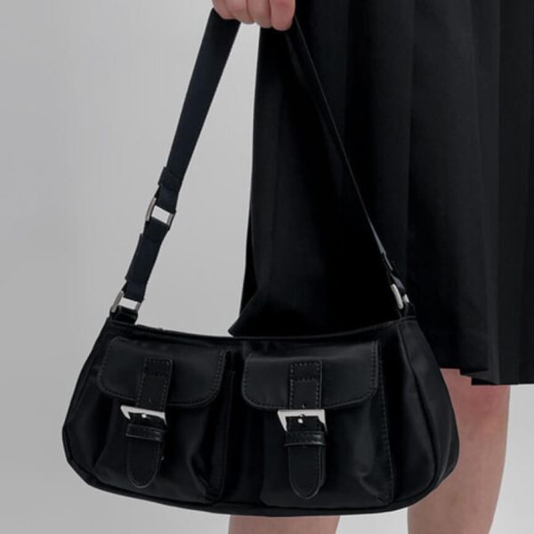 [Blackup]  Popo Two Pocket Shoulder Bag (Black)