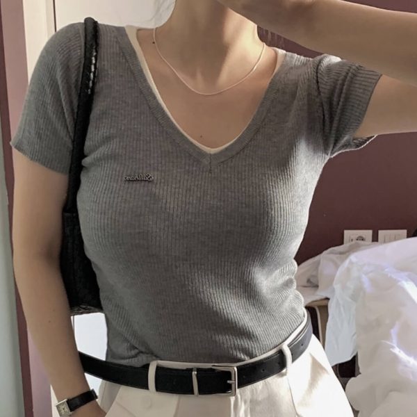 [Slowand] Slim and Layered V Neck Knit (2 Color) *Season Limited*