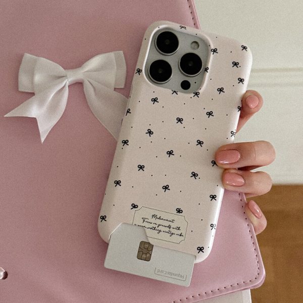 [Mademoment] Small Ribbon Pattern Design Card Pocket Hard Case (5 Color)