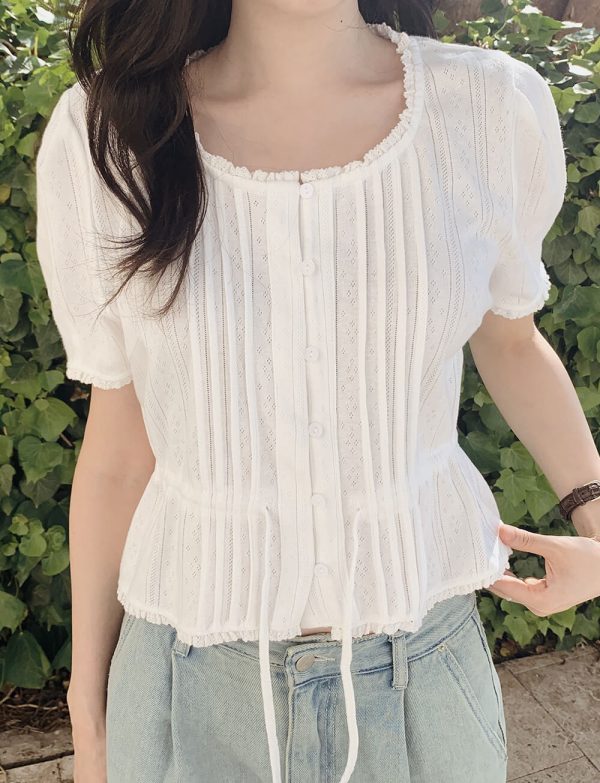 [Slowand] ONLYSLOW Wildflower Eyelet Punching Blouse (2 Color) *Season Limited*
