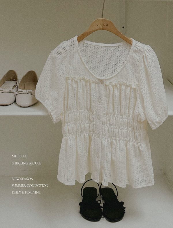 [Cherrykoko] CRKO Mellow Shirring Blouse (2 Color) *Season Limited*