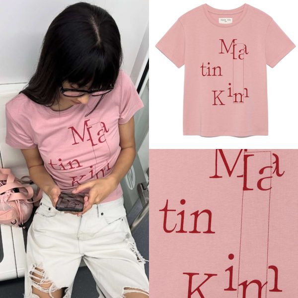 [Matin Kim] Patchwork Graphic Printing Logo Top (Pink) *25SS Limited*