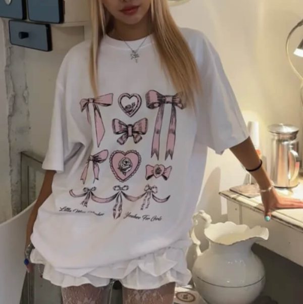 [Youhee] Ribbon Graphic T-Shirt (White) *Limited Time Sale*