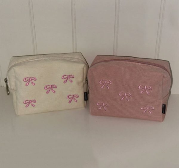 [Mazzzzy] Ribbon Pattern Pouch (Season Limited) (2 Color) *Made in Korea*