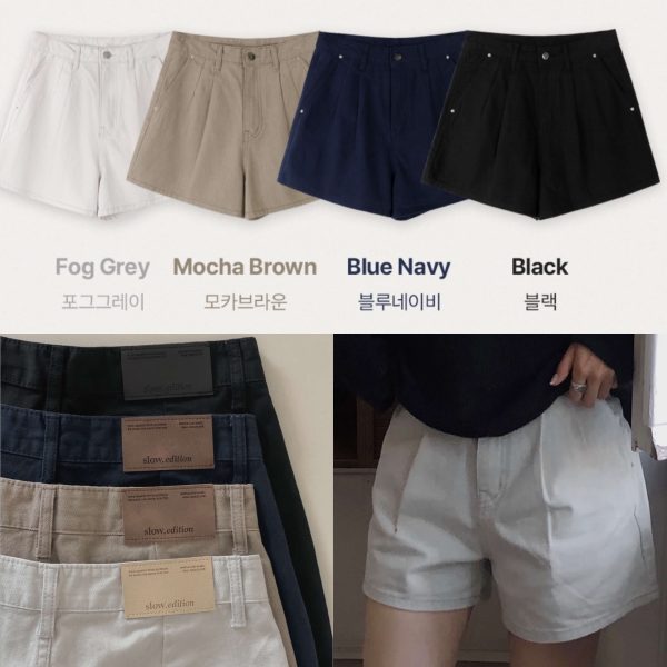 [Slowand] SLOWMADE Peter Pintuck A-Line Half Pants (4 Color) *Made in Korea* *Summer Limited*
