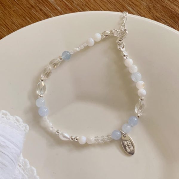 [Soye Pine] Aquamarine Freshwater Pearl Monther of Pearl Bracelet (Silver 925) *LIMITED*