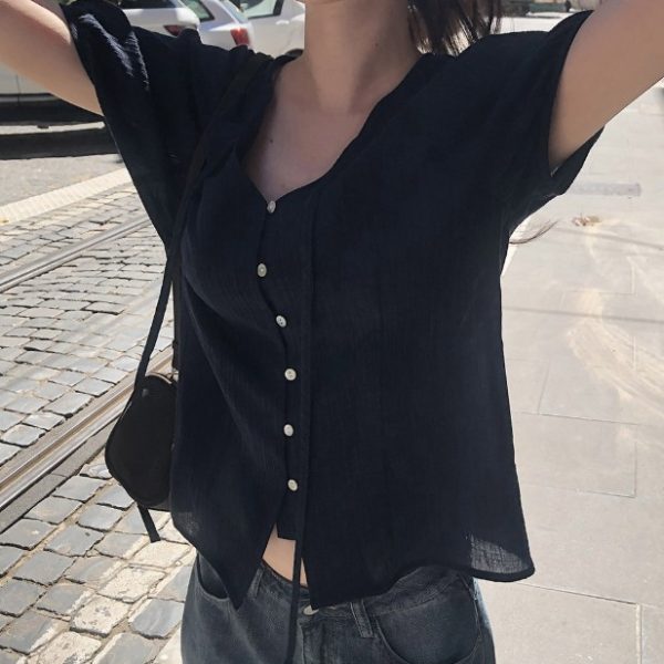 [Slowand] SLOWMADE Ribboning Half Sleeve Blouse (3 Color) *Made in Korea* *Season Limited*