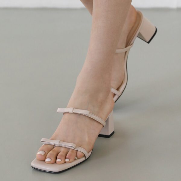 [Sappun] 25SS Limited Fluer Square Ribbon Sandal Mules (5cm) (5 Color) *Made in Korea*