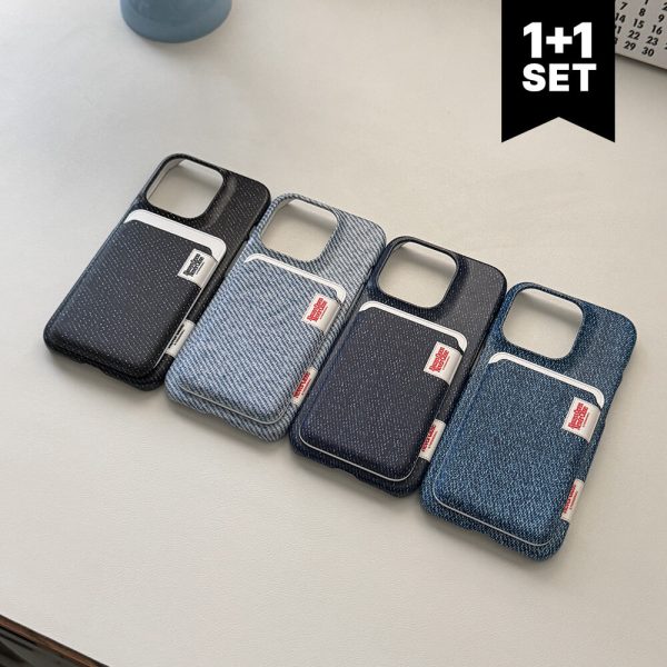 [The Nine Mall] Denim Color Label Magsafe Hard Phone Case + Magsafe Card Slot SET (4 Color) *LIMITED*