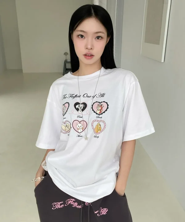 [Waikei] 25SS Cats & Dogs Heart Half Sleeve T-Shirt (2 Color) *Limited Time Sale*