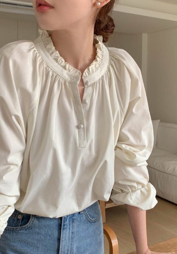 [Pureda] [MADE] Floa Raglan Frill Blouse (2 Color) *Season Limited*