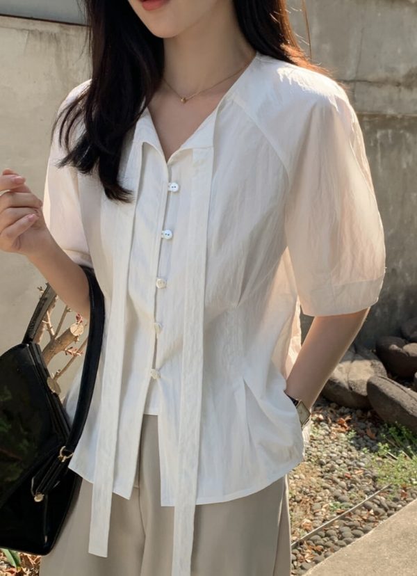 [Pureda] [MADE] Easel Tie Blouse (3 Color) *Season Limited*