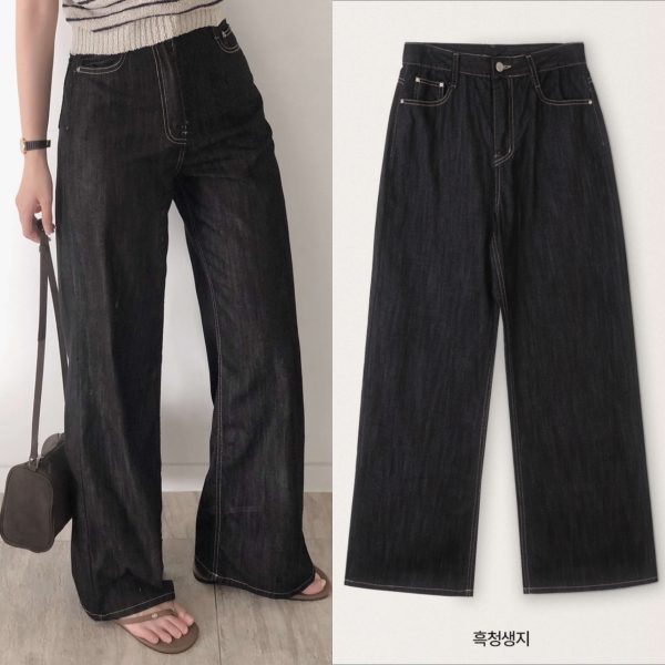 [Slowand] SLOWMADE Summer Classic Raw Denim Pants *No color transfer* (Black Denim) *Made in Korea*