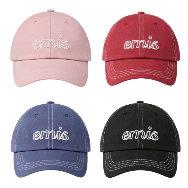 [Emis] Lettering Logo White Stitch Ball Cap (7 Color) *Selling Fast*