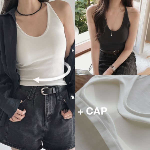 [Slowand] ONLYSLOW Halterneck Sleeveless with Bra Cap (4 Color) *Season Limited*