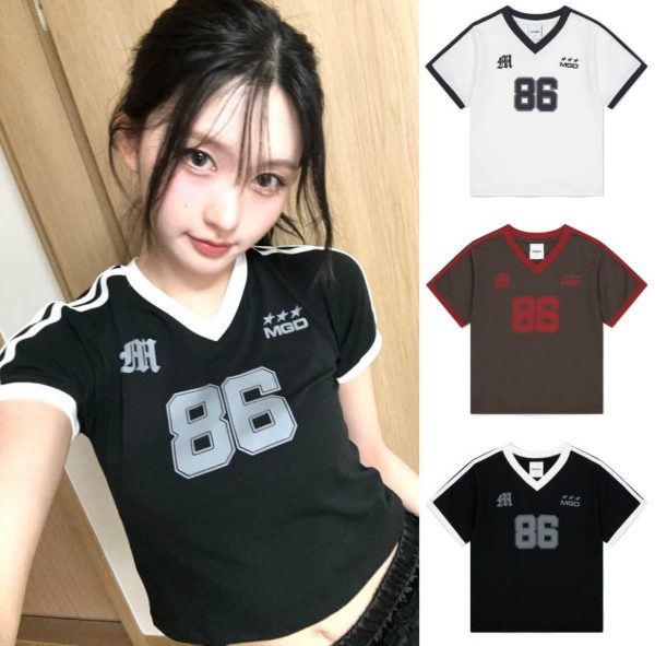 [Mahagrid] IVE Gaeul Pick Football Ringer Tee (3 Color) *Limited Time Sale*