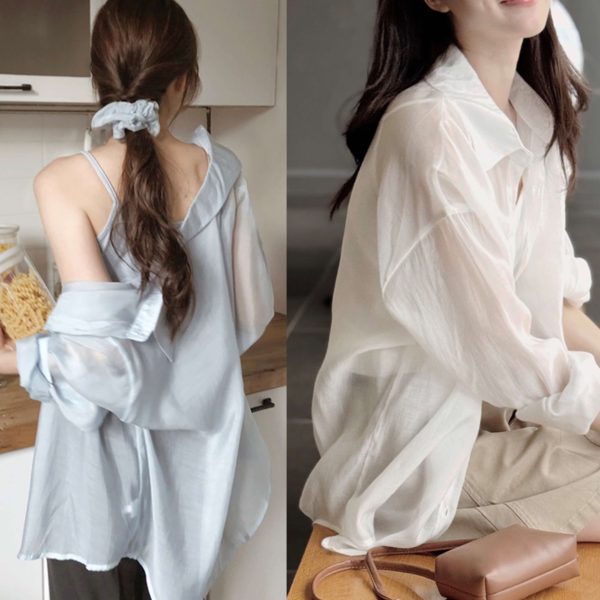 [Slowand] ONLYSLOW Shimmering Blouse + Sleeveless + Hair Scrunchie SET (5 Color) *Summer Limited*