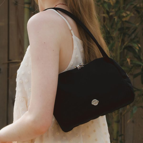 [Anedit] Trapezoid Nylon Shoulder Bag (Black) *Made in Korea* *Limited*