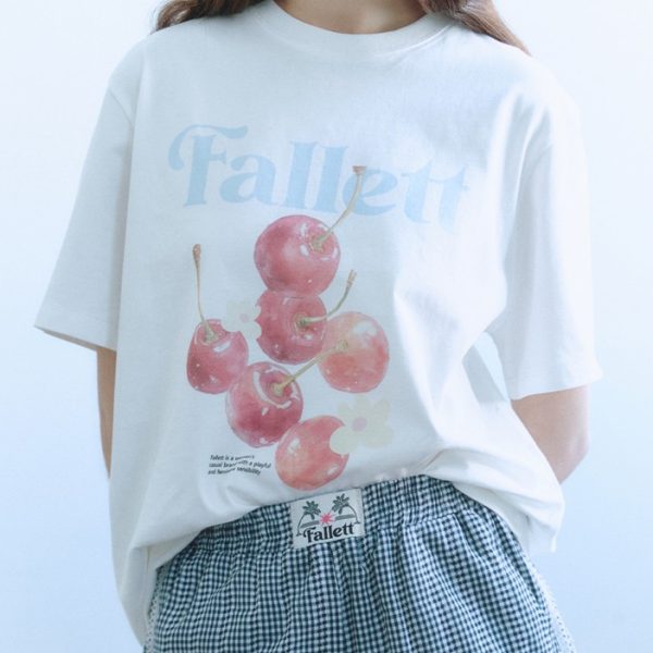 [Fallett] Cherry Printing Oversize T-Shirt (2 Color) *BLACK FRIDAY SALE END 17th June 10am*
