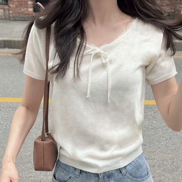 [Slowand] SLOWMADE Soft-Fit Delicate Lace Summer Knit (2 Color) *Made in Korea* *Summer Limited*