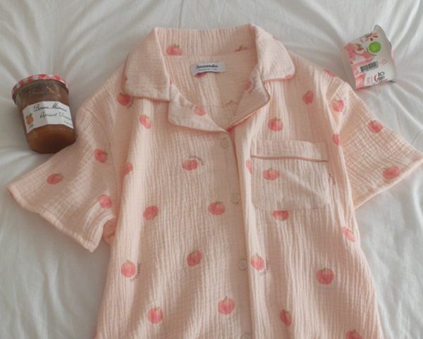 [Juuneedu] Peach Cotton Half Sleeve Pyjamas Set *LIMITED*