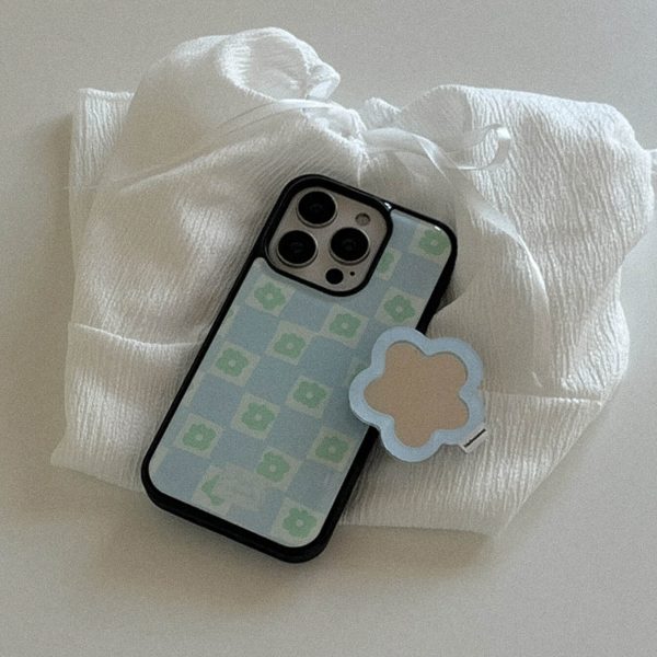 [Mademoment] Floral Check Epoxy Bumper Phone Case (4 Color)