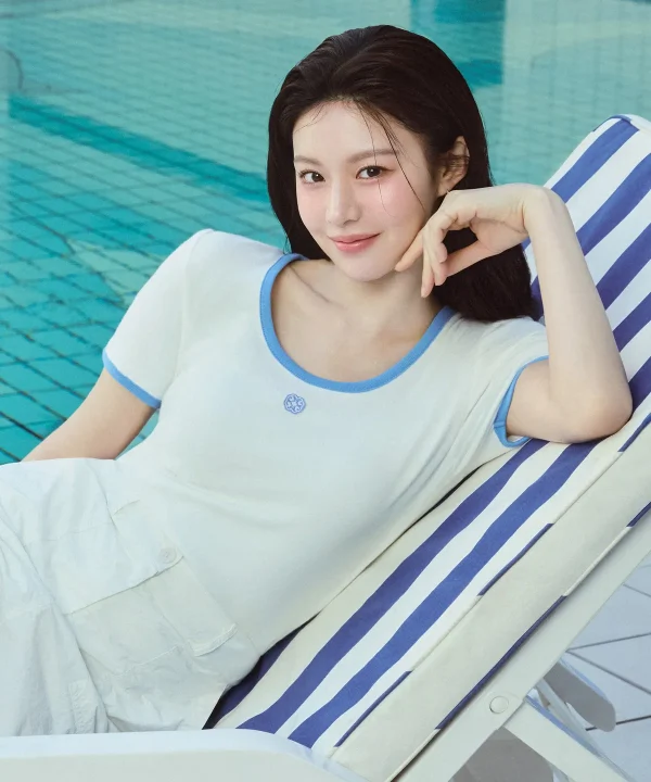 [Marithe] W Deep Neck Ringer Tee (White) *Limited Time Sale*