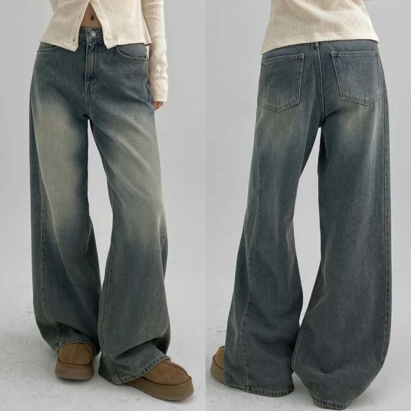 [Blackup]  Maponing Cut Wide Denim Pants (Mid Blue) *Hot Selling*