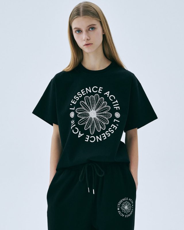 ●Mardi Mercredi●T-SHIRT ACTIF EMBLEM_MELANGE GREY IVORY MARDI MERCREDI ACTIF T-Shirt Actif Emblem Melange Grey Ivory