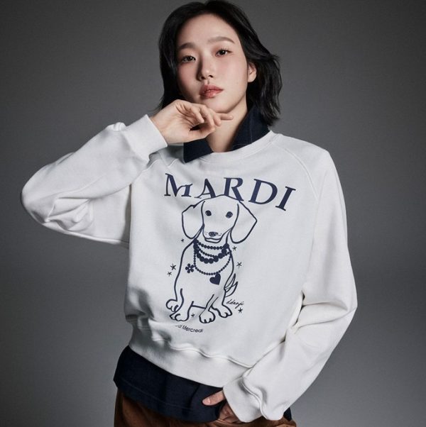 [Mardi Mercredi] Swing The Tail Ddanji Pearl Necklace Raglan Sweatshirt (3 Color) *Limited Time Sale*