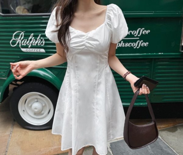 [Slowand] ONLYSLOW Bloom Shirring Puff One Piece Dress (2 Color) *Summer Limited*