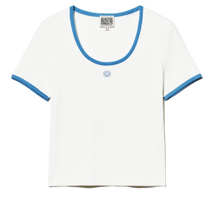 【MARITHE】 W DEEP NECK RINGER TEE Marithe] W Deep Neck Ringer Tee (White) *LIMITED TIME SALE