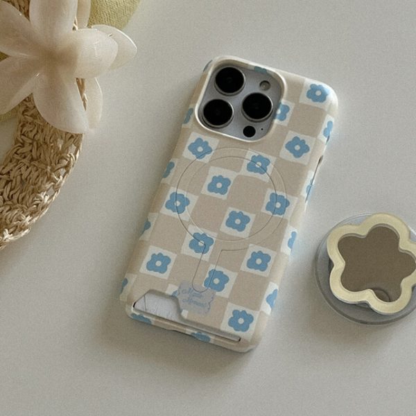 [Mademoment] Floral Check Magsafe Card Pocket Case (4 Color)