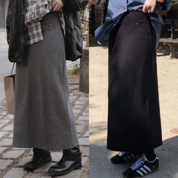 [Slowand] SLOWMADE Cheese Plain Long Skirt (2 Color) *Early Autumn Limited* *Made in Korea*