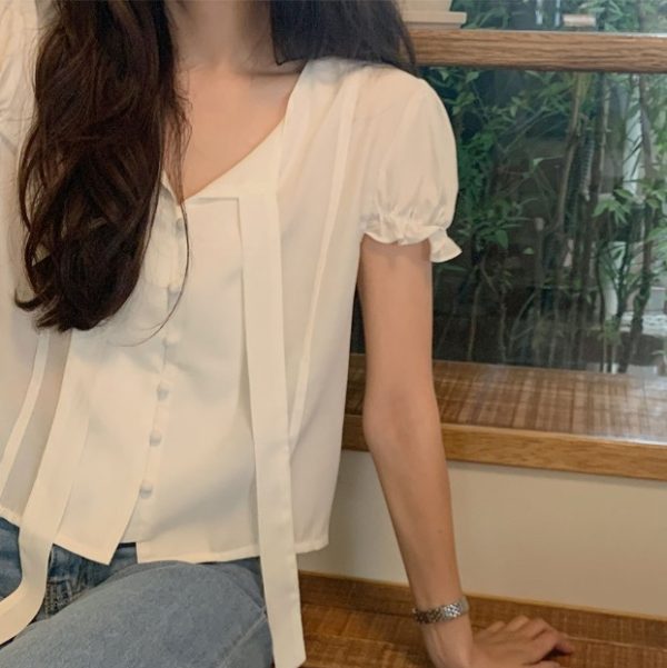 [Cherrykoko] CRKO Moen Tie Blouse Short Sleeve Ver. (3 Color) *Summer Limited*